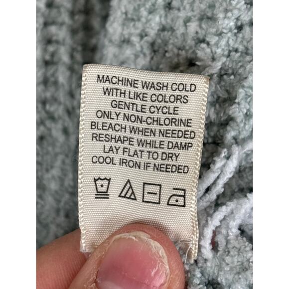 No Comment Womens Medium Light Blue Distressed Cropped Knit Sweater - Picture 5 of 6